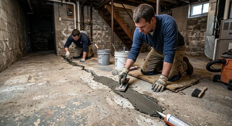 Cracked Basement Floor Repair in Delaware County, PA