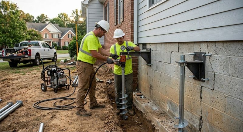 Helical Piers Installation in Delaware County, PA